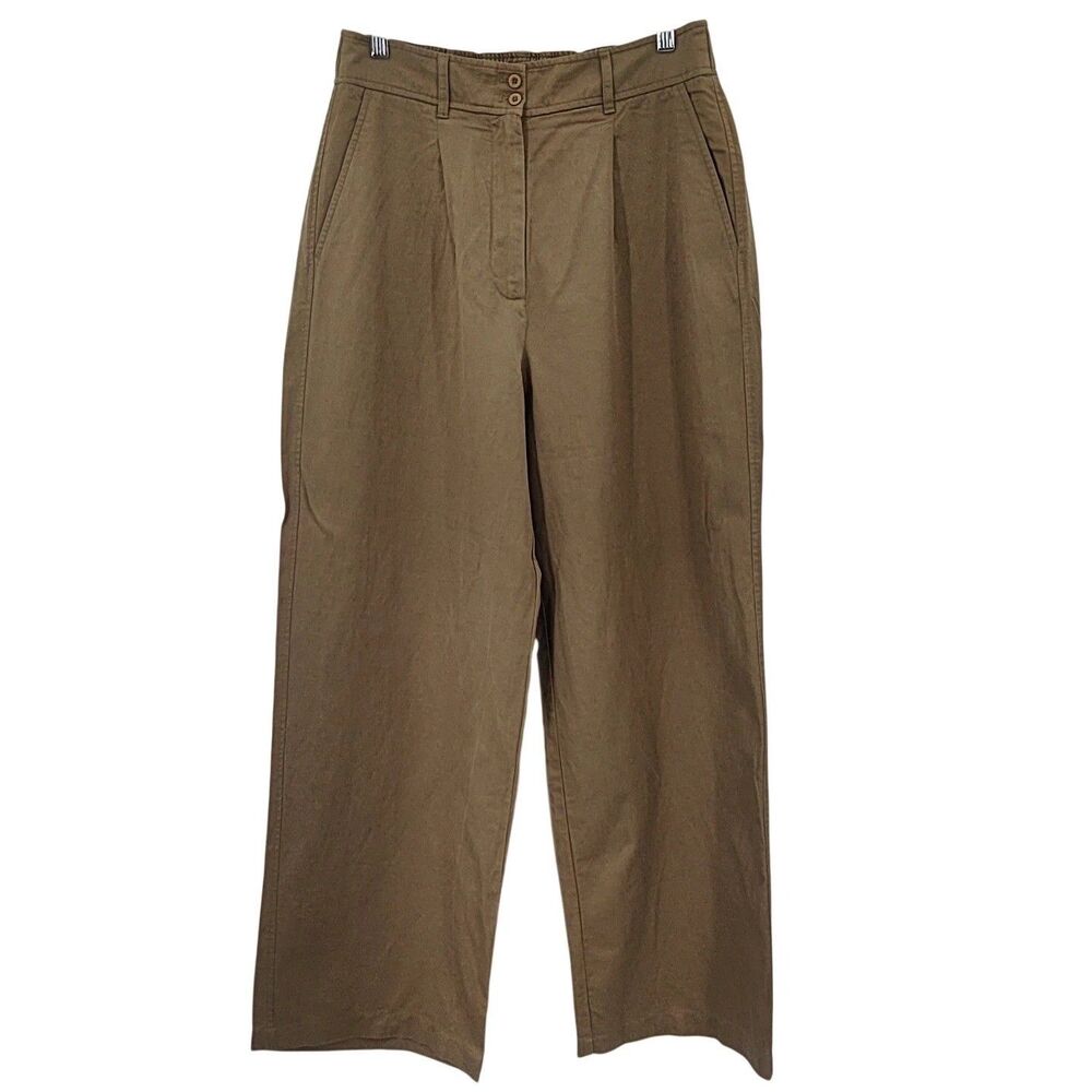 Quince Women Drapey Twill Pleated Trouser Baywood Pants 12 runs small